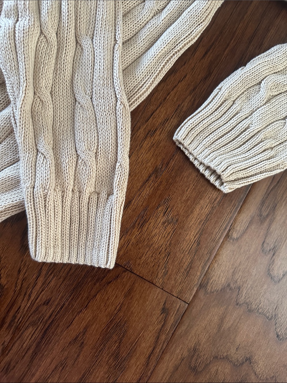Polo by Ralph Lauren Cream Cable-Knit V-Neck Sweater - Picture 6 of 10